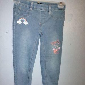 Youth Girls Delia's Girl Brand Stretch Jeans unicorn Patch work on front..Sz 8